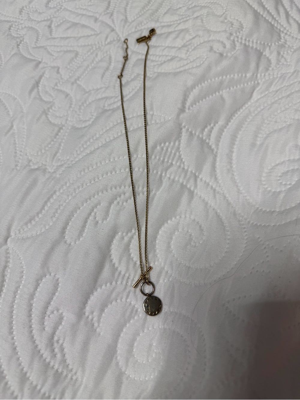 Coach Gold Tone Toggle Disc Necklace